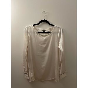 NWT ANN TAYLOR Pearly White Long-Sleeved Blouse (Sz S)